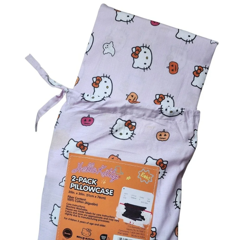 HELLO KITTY Sanrio Halloween 2-Pack Pillowcases Pumpkins‎ Ghosts Pink NEW